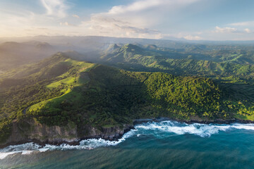 Mountain coastline during sunset in El Salvador