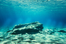 Rocks On Sand At Bottom Of Ocean Floor