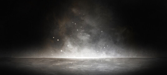 Wall Mural - Surreal Dark Scene Interior Mystery Lighted with Black Colors Background Street Concept For Web,Ads,Banner,Header,Footer