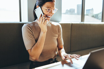 Wall Mural - Successful businesswoman communicating with her clients