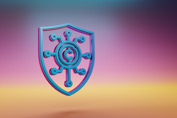 Aufkleber - Cryptocurrency  Coin Security icon. Beautiful Blue Cryptocurrency  Security Coins symbol icons on multicolor bright background. 3d rendering illustration. Background pattern for design.