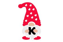 Gnome Hearts Hat Alphabet K