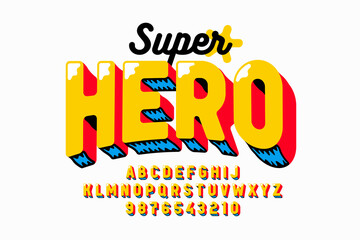 Sticker - Comic Book style Superhero font, alphabet letters and numbers vector illustration