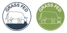 Grass-fed Label For Beef Meat In Thin Line