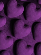 Pattern Of Purple Hearts On A Concrete Background. Very Peri Hearts Background