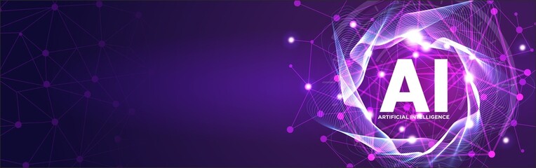 Wall Mural - artificial intelligence template for ai machine deep learning technology sci-fi concept.
