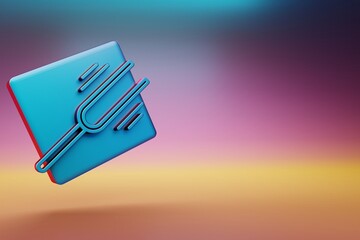 Poster - Tuning Fork Vibrating icon. Beautiful Blue Tuning Fork Vibrating symbol icons on multicolor bright background. 3d rendering illustration. Background pattern for design.