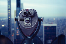 New York Binoculars And City In The Background