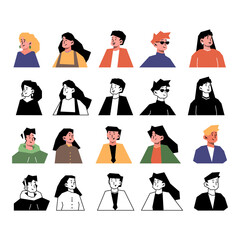 collection of avatar images in flat style