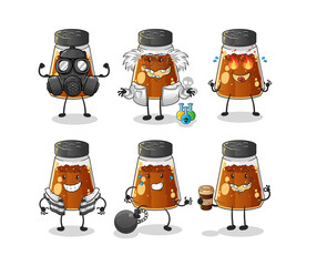 Wall Mural - pepper powder villain group character. cartoon mascot vector