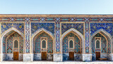 Fototapeta  - Courtyard of Madrasah Ttilla-kari (Tilya Kori) on Registan square in Samarkand, Uzbekistan, Central Asia