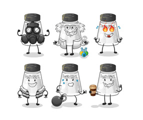 Wall Mural - salt shaker villain group character. cartoon mascot vector