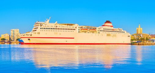 Wall Mural - Cruise liner in Malaga port, Spain