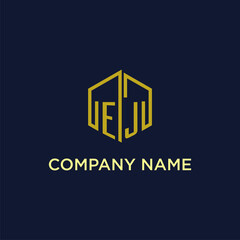 EJ initial logo monogram with hexagonal style design