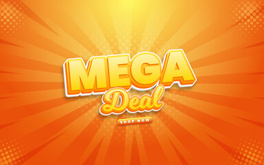 Wall Mural - mega deal banner with editable text effect.