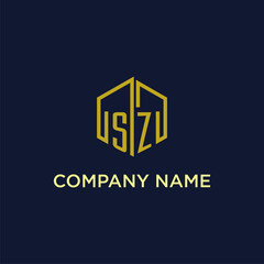 SZ initial logo monogram with hexagonal style design