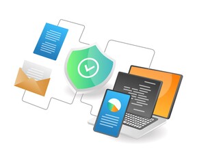 Isometric illustration concept. Programming language network security
