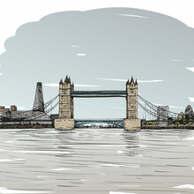 London Bridge Hand Drawn Sketch, Vector Illustration