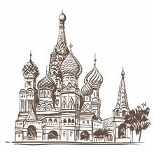 Saint Basil's Cathedral Hand Drawn Sketch, Vector Illustration