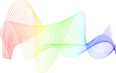 Sticker - Wave of the many rainbow colored lines. Abstract wavy stripes on a white background isolated. Creative line art.