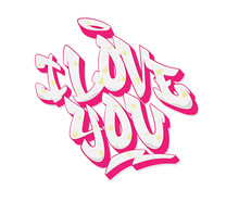 I Love You Font In Graffiti Style. Vector Illustration.