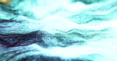 Wall Mural - dynamic particles flowing wave with bokeh on dark background. 4k loop