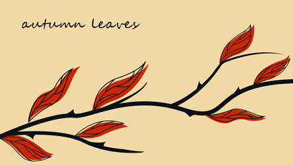 tree branch with autumn falling leaves. season vector illustration for print posters, postcards, interior design element