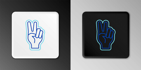 Sticker - Line Hand showing two finger icon isolated on grey background. Hand gesture V sign for victory or peace. Colorful outline concept. Vector