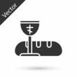 Grey First communion symbols for a nice invitation icon isolated on white background. Vector Illustration