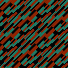Seamless Pattern Of Turquoise, Black And Orange Rectangles