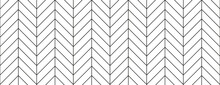 Herringbone Floor. Seamless Tile Pattern. Outline Cladding Texture. Herring Bone Surface. Ceramic Check Print. Geometric Tessellation Grid. Paving Background. Scandinavian Panel. Vector Illustration