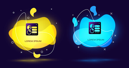 Black Computer api interface icon isolated on black background. Application programming interface API technology. Software integration. Abstract banner with liquid shapes. Vector