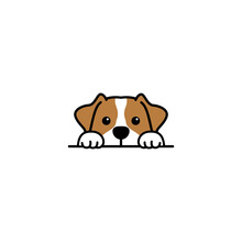 Cute Jack Russell Terrier Puppy Peeking Cartoon, Vector Illustration
