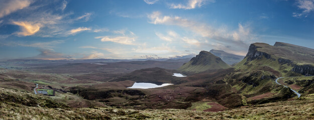 The Quiraing landslide panorama  in northern Scotland, Isle of Skye