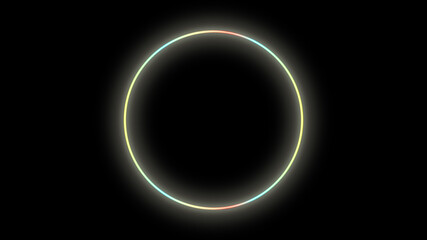 Sticker - An illustration of a white neon circle on a black background