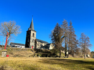 Canvas Print -  Eglise de Ceyssat, Puy de Dôme, Auvergne, France