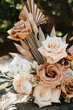 boho peach wedding floral arrangement