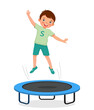 © Tenstudio - happy little boy jumping on a trampoline having fun playing outdoor sport activity