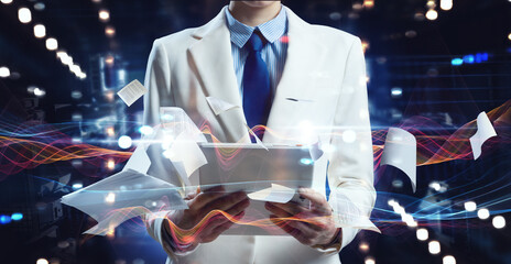 Poster - Business and innovation concept . Mixed media