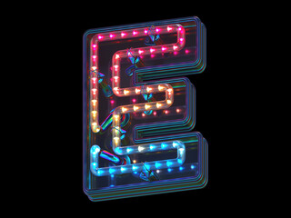 Canvas Print - Colorful led font. Letter E