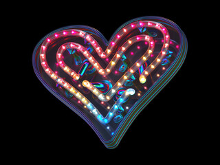 Colorful led font. Heart symbol 