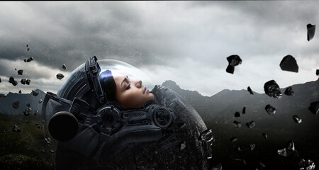 Wall Mural - astronaut and space exploration theme.
