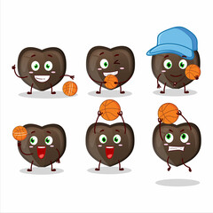 Poster - Talented love chocolate candy cartoon character as a basketball athlete