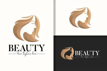 Wall Mural - Feminine gold beauty woman simple logo template