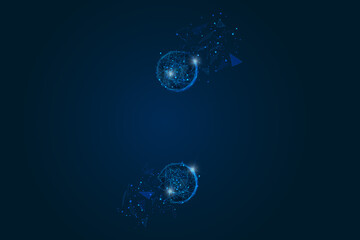 Wall Mural - abstract isolated blue image of a colon sign. polygonal illustration looks like stars in the blask n