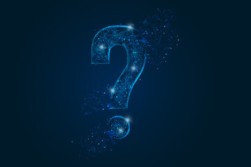 Wall Mural - abstract isolated blue image of a question sign. polygonal illustration looks like stars in the blas