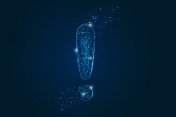Wall Mural - abstract isolated blue image of a exclamation mark. polygonal illustration looks like stars in the b