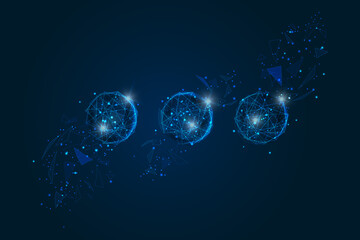 Wall Mural - abstract isolated blue image of a dot sign. polygonal illustration looks like stars in the blask nig
