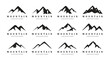 set of mountain summit icon collection, travel adventure landscape outdoor logo design.