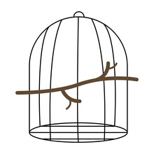 Cage Bird With Branch